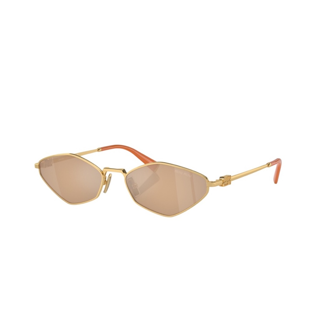 MIU MIU 56ZS MU 5AK40D Gold and Light Orange Mirror Lens Sunglasses MIUMIU 56